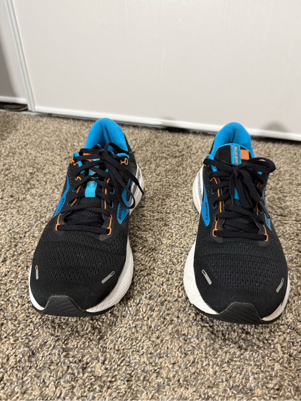 Brooks Men’s Adrenaline 22 GTS Running Shoes - Black with Blue and Orange - Picture 2 of 6